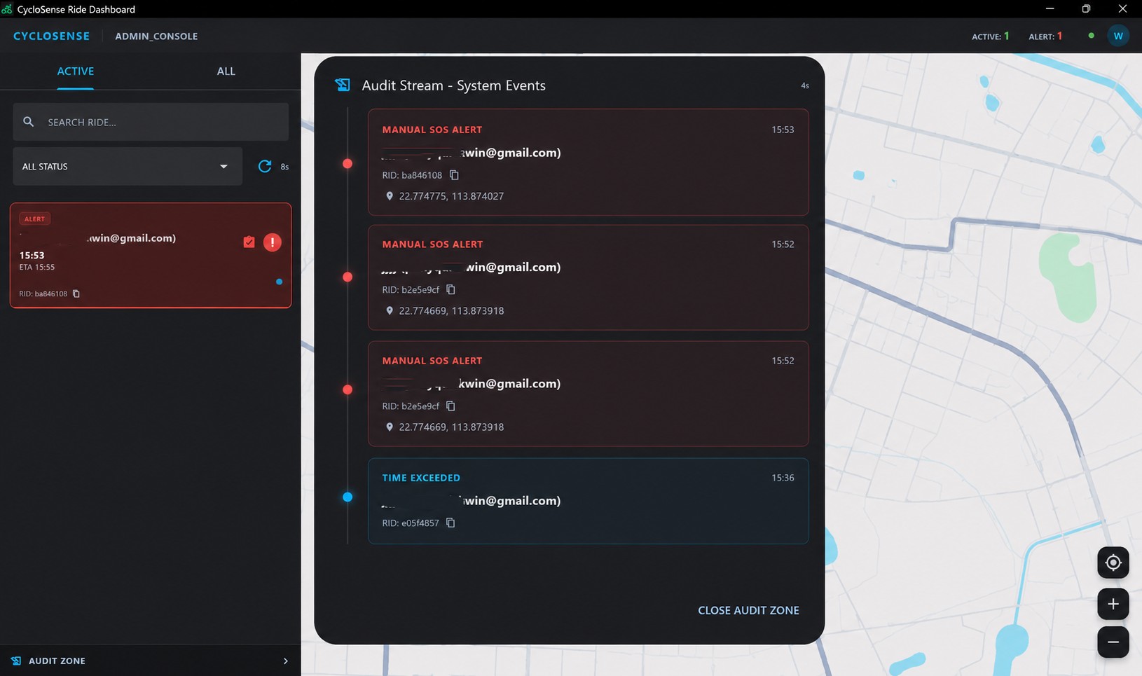 Audit Stream - System events timeline